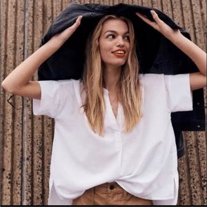 Madewell- Lakeline White Popover Shirt Blouse Size Medium